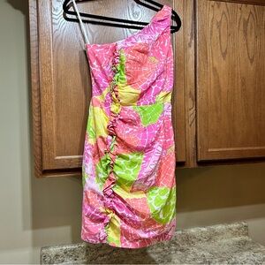 Lilly Pulitzer Julianne One-Shoulder Dress in Ginger Orange - Size 2